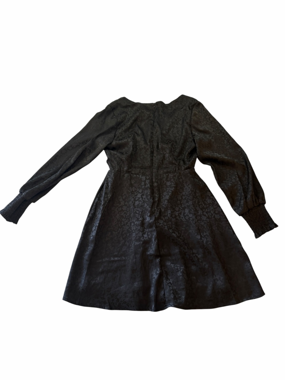miami Black Long Sleeve Textured A-Line Dress